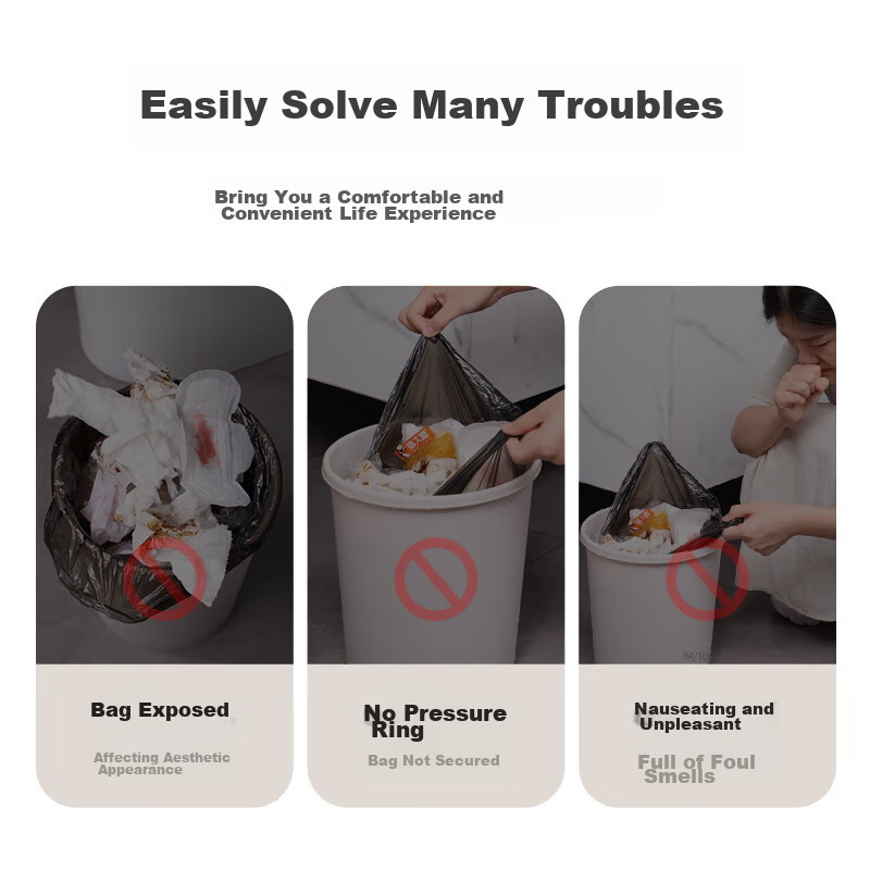 Jiabangshou Bathroom Toilet Push-Lid Trash Can, 15.1L Narrow Gap Garbage Bin, Large Size, for Kitchen, Bedroom, Living Room, Home Use, Popular Trendy Bi