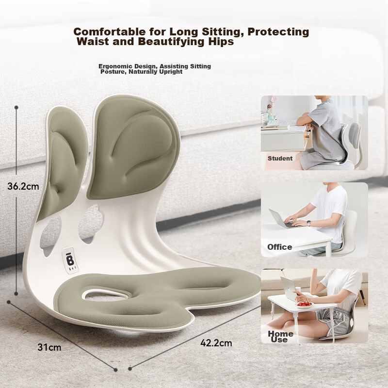 Подушка для спины BKT Lumbar Support Cushion, ортопедическая, для стула, офисная, эргономичная, 35x90 см, цвет: зеленый