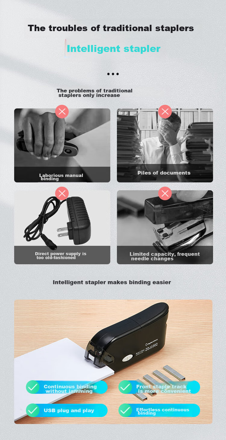 Kingdee Intelligent Electric Stapler, Electronic Automatic Binding Machine, Compatible with No.10 Staples, Office Supplies, White ZDJ1001 2