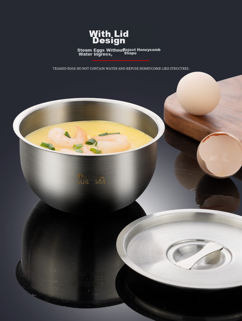 Newair Steamed Egg Bowl, 304 Stainless Steel Water Steaming Bowl for Egg Custard, with Lid, for Home Use, Baby Food Steamer, Baby Cooking Utensil 5