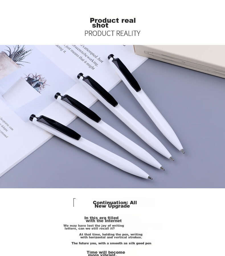 BAOKE B59 1.0mm Medium Oil Retractable Ballpoint Pen, White Barrel, Black Ink, 12 Pens/box 9