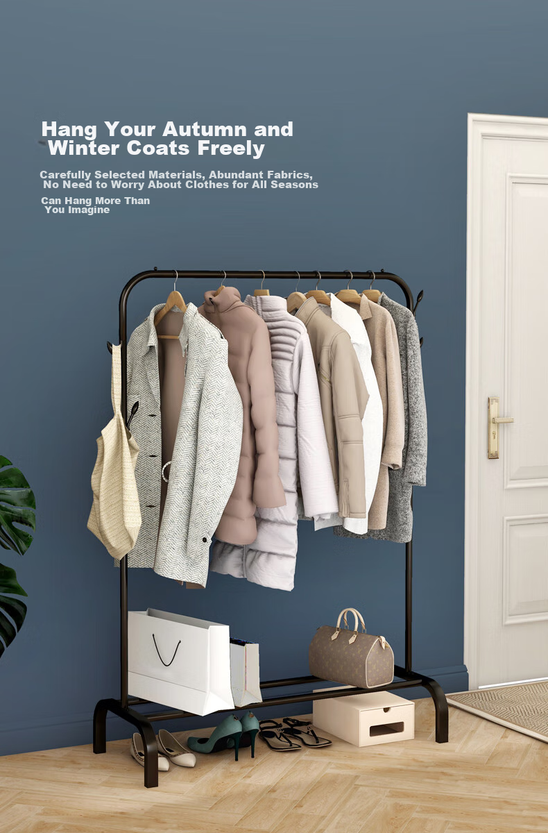 MAPLE FASHION Clothes Drying Rack, Floor-Standing Clothes Hanger, Simple Bedroom Coat Hanger, Multifunctional Garment Rack 10