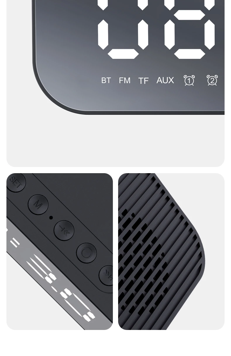 Hewitt HavitM3 bluetooth speaker smart clock alarm clock mirror full screen mini portable subwoofer wireless card collection broadcast sound bright white Hewitt HavitM3 bluetooth speaker smart clock alarm clock mirror full screen mini portable subwoofer wireless card collection broadcast sound bright white