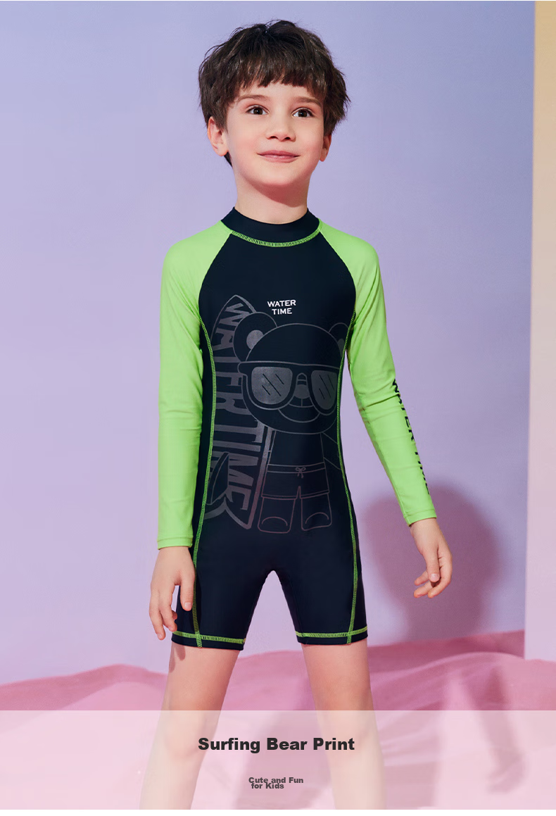 WATERTIME / Shuichuan Children's Swimwear Summer Boys' One-Piece Long-Sleeve Professional Swimsuit for Older Boys And Men's Babies 12 3