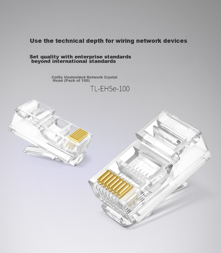 TP-LINK CAT5e Unshielded Network Crystal Head RJ45 Computer Network Cable Connector Engineering Grade Network Cable Connector 100 Pieces/pack EH5e-100 1