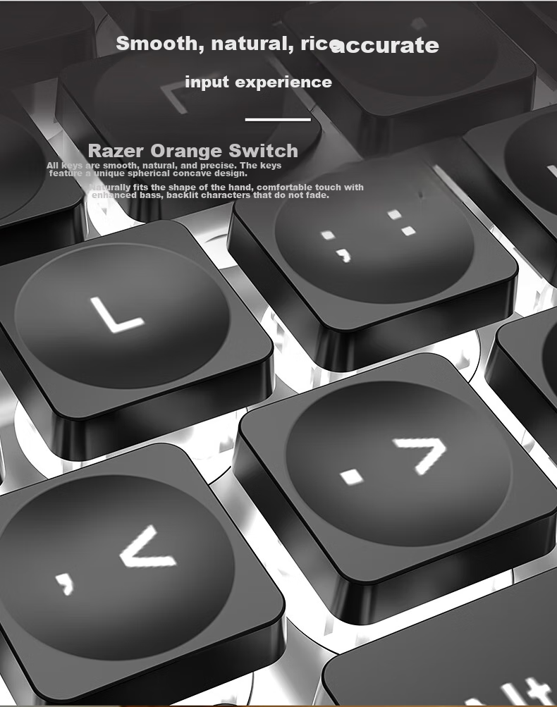 EWEADN GX710S Mechanical-Feel Wired Keyboard, Wireless Office Desktop Computer Laptop 104-Key Mouse Set, Low-Profile Membrane Gaming E-Sports Mouse Peripherals 6