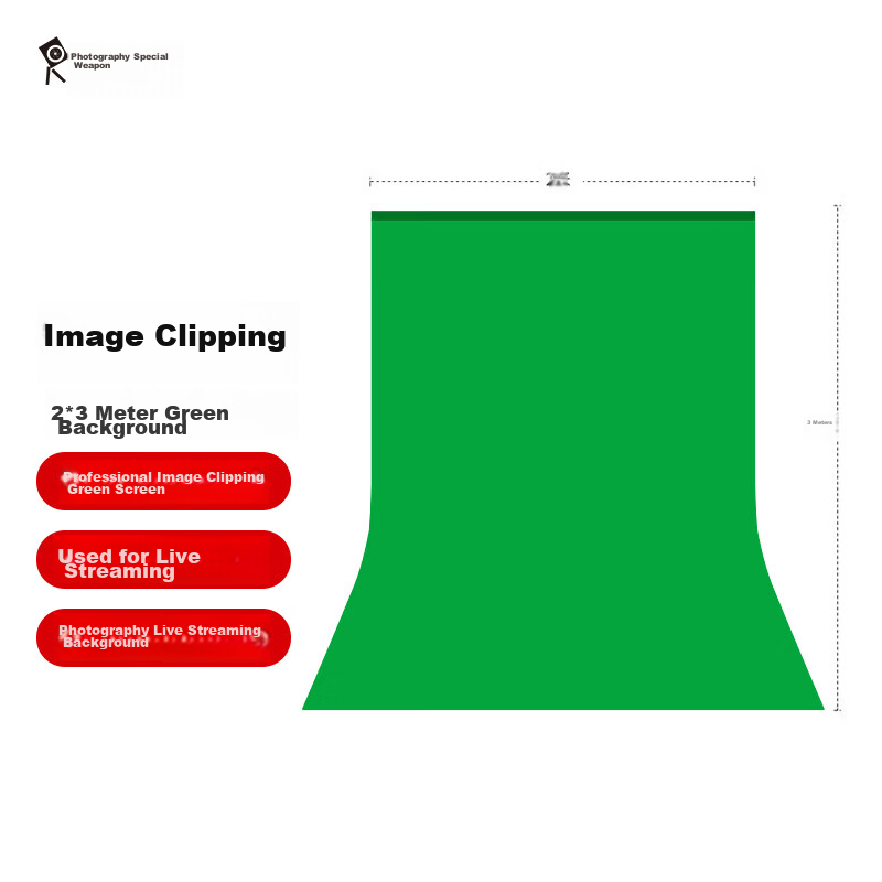 Hakutatz 2*3 Meter Green Photo Backdrop Cloth, Photography Portrait Film And TV Green Screen, Live Streaming Room Solid Color Background Wall Chroma Key Cloth, Fill Light Shooting Short Video Props Green Cloth Background Stand