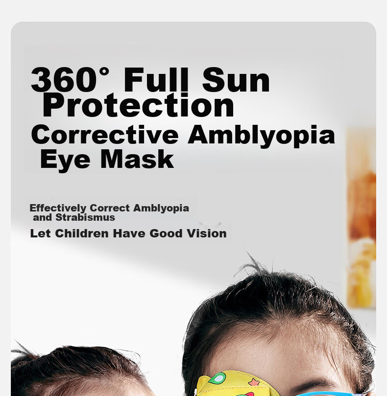 Moremerry Children's Eye Patch Monocular Vision Strabismus Corrector Trainer Amblyopia Light Blocking Eye Cover Strawberry Rabbit 1