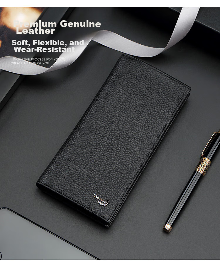 CROCODILE Top-Grain Leather Crocodile Pattern Stylish Men's Long Wallet Vertical Style Billfold Men's Birthday Gift for Boyfriend CT090 2