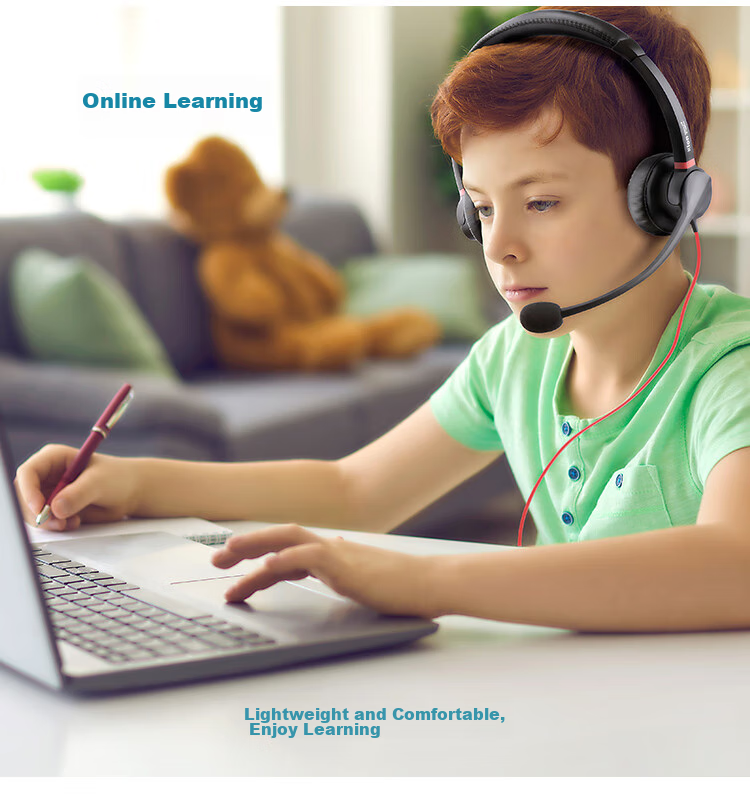 HION H730D Headset, Dual-Ear Call Center Headphones, Dual-Microphone Smart Noise-Cancelling Customer Service Headset, Call Center Agent Computer Headset, Online Education Training, Telemarketing Headset - USB 14