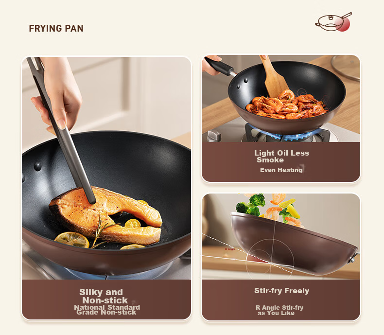 SUPOR Non-Stick Wok, Flat-Bottom Frying Pan for Stir-Fry And Steak, Low-Smoke, 28cm, Compatible with Induction And Gas Stoves 3