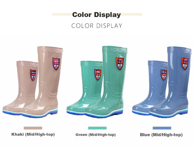 Huili Women's Tall Rain Boots, Fashionable Outdoor Wear-Resistant Non-Slip Rubber Shoes, Waterproof Boots, Long Rain Boots 03-1 Ka Zhong 38 4