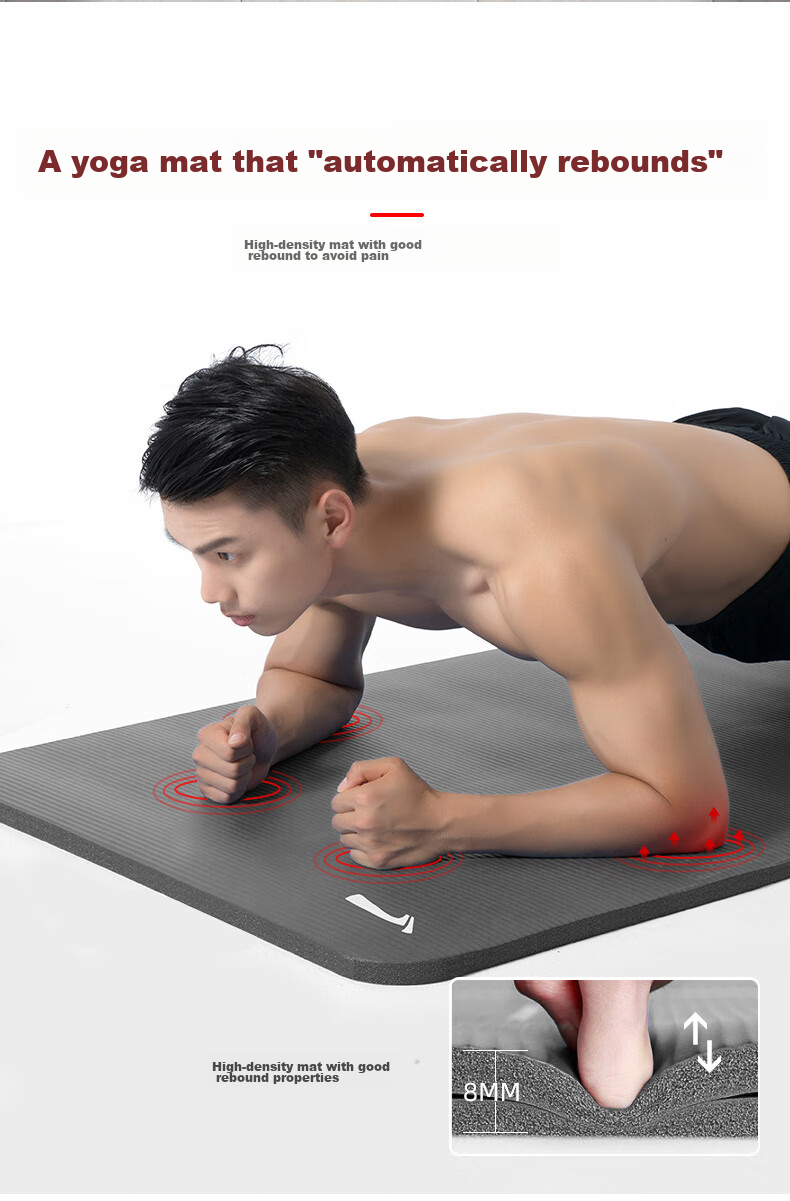 Li-Ning Yoga Mat for Men And Women, Thickened Wide Professional Exercise Mat for Fitness Training, Aerobics, Soundproofing, Shock Absorption, Non-Slip Dance Mat 8