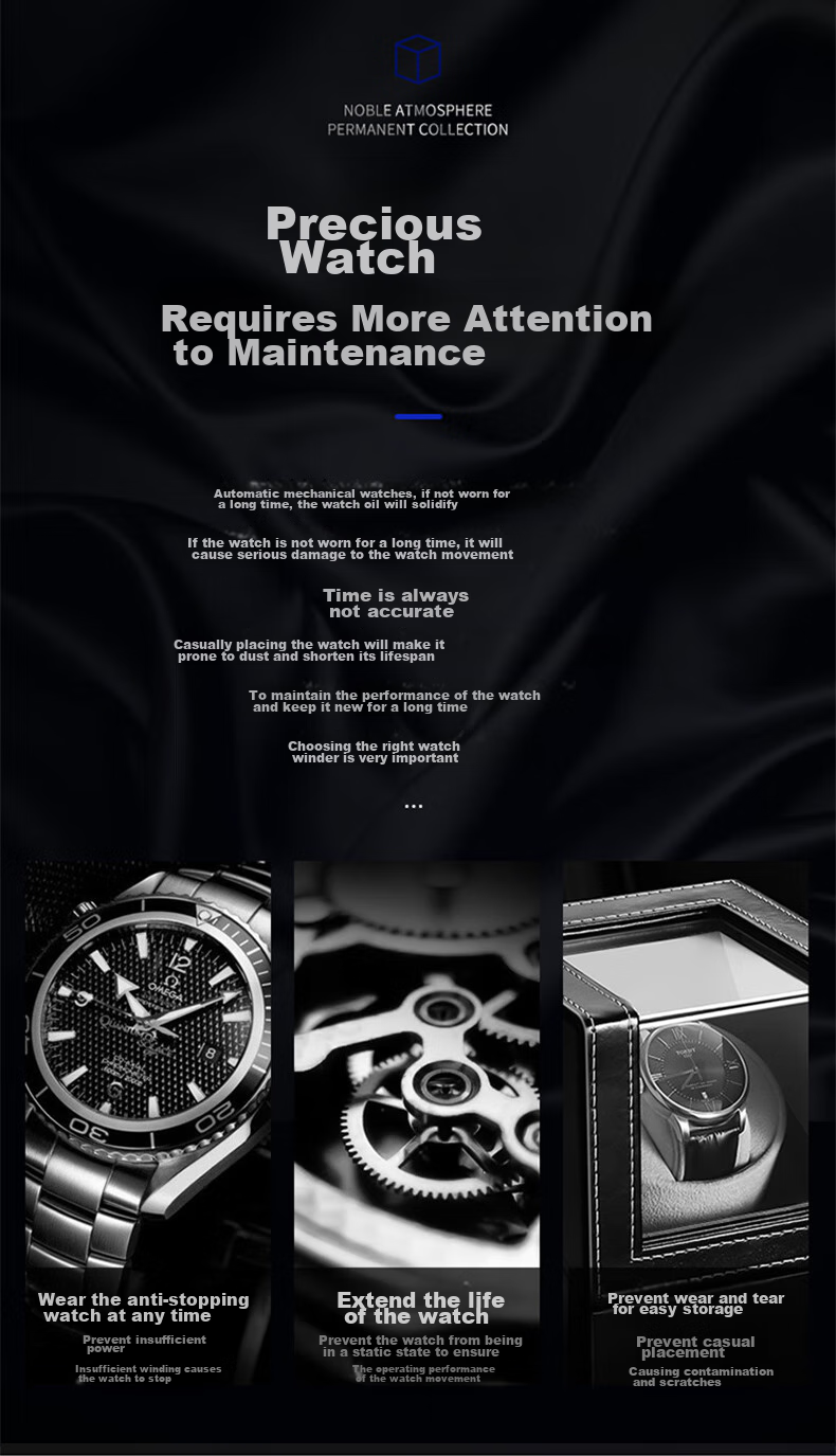 DUOJINJIANG Anti-Magnetic Silent Watch Winder, Dual Power (Plug-In And Battery), Imported Movement, Watch Storage Box, AI Smart Watch Care Device 3