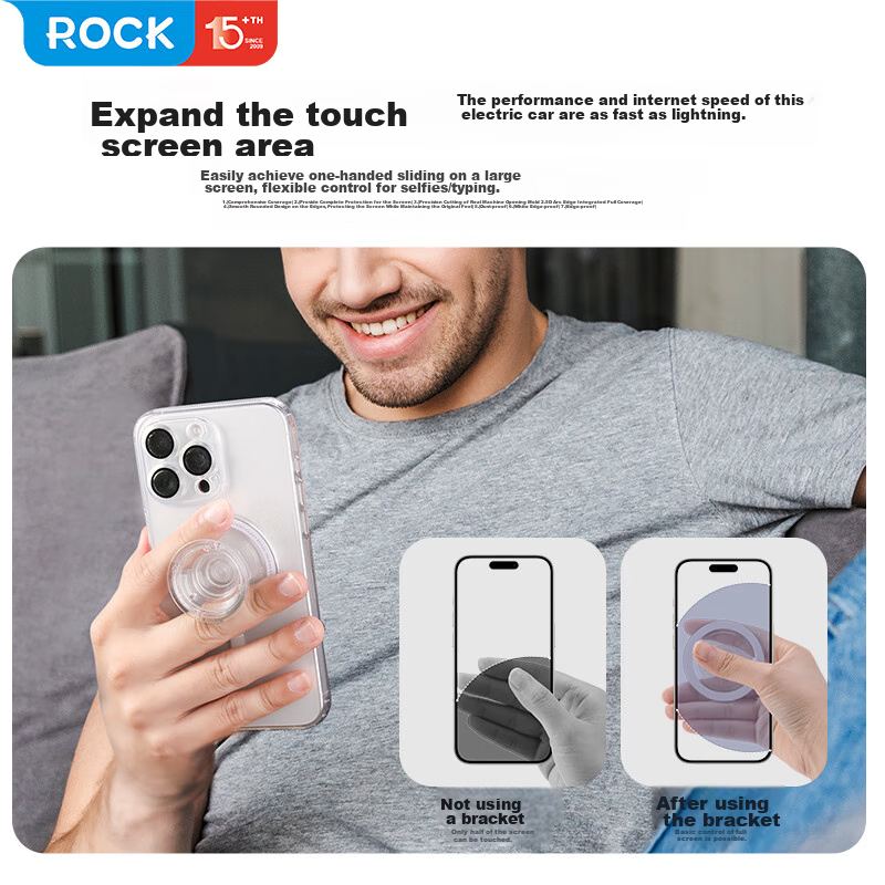 Магнитный держатель для телефона ROCK Airbag Transparent Black