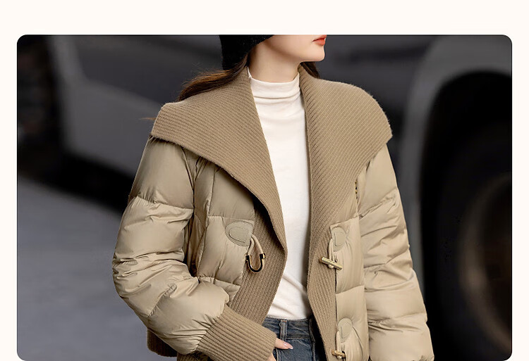 Dme [Mikero Warm Oxygen Bar] Winter Lightweight High-Heat Retention 90% Duck Down Ribbed Lapel Short Women's down Jacket 3