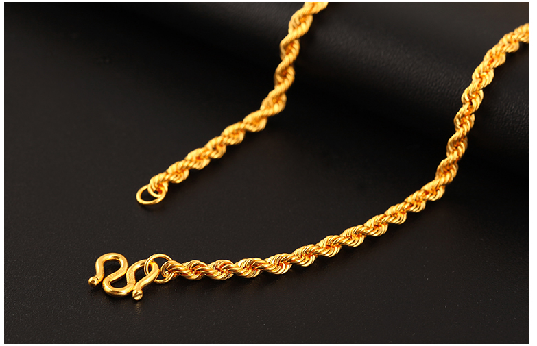 金传九世 999足金 麻绳锁骨链 绳索绞丝链男女款可搭配吊坠 精品时尚