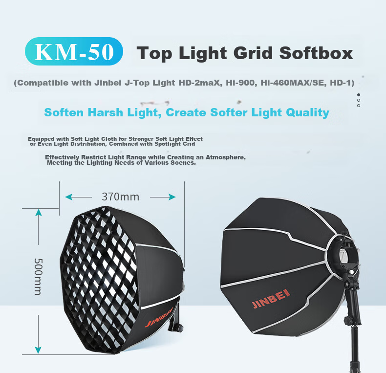 JINBEI JINBEI KM-50 Ceiling Light Grid Soft Box, Suitable As An Accessory for HD-2MAX/HI Flashing Lights 16