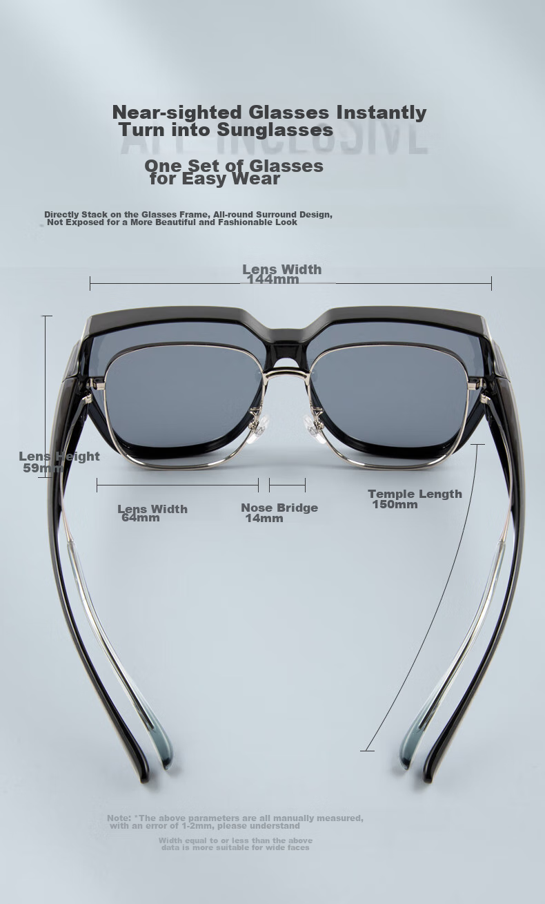 HORIEN Sunglasses Clip-On for Nearsighted Glasses, Driving, Cycling, Polarized UV Protection Sun Visor for Men And Wome 3