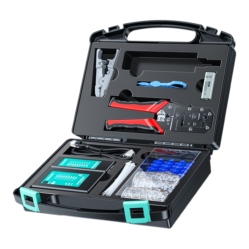 SAMZHE Network Tool Kit Set, Multi-Functional Cable Crimper, RJ45 Connectors, Cable Tester, Wire Stripper, Cable Ties, Cable Sleeves, Crimping Tool Kit XP-120