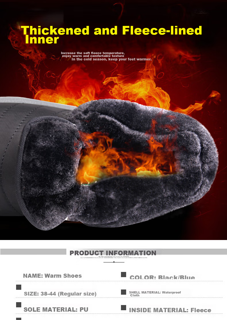 Huili Cotton Shoes for Men, Winter Cold-Proof, Warm Elderly Shoes, Thickened Non-Slip Middle-Aged And Elderly Snow Boots, Black, Size 39 2