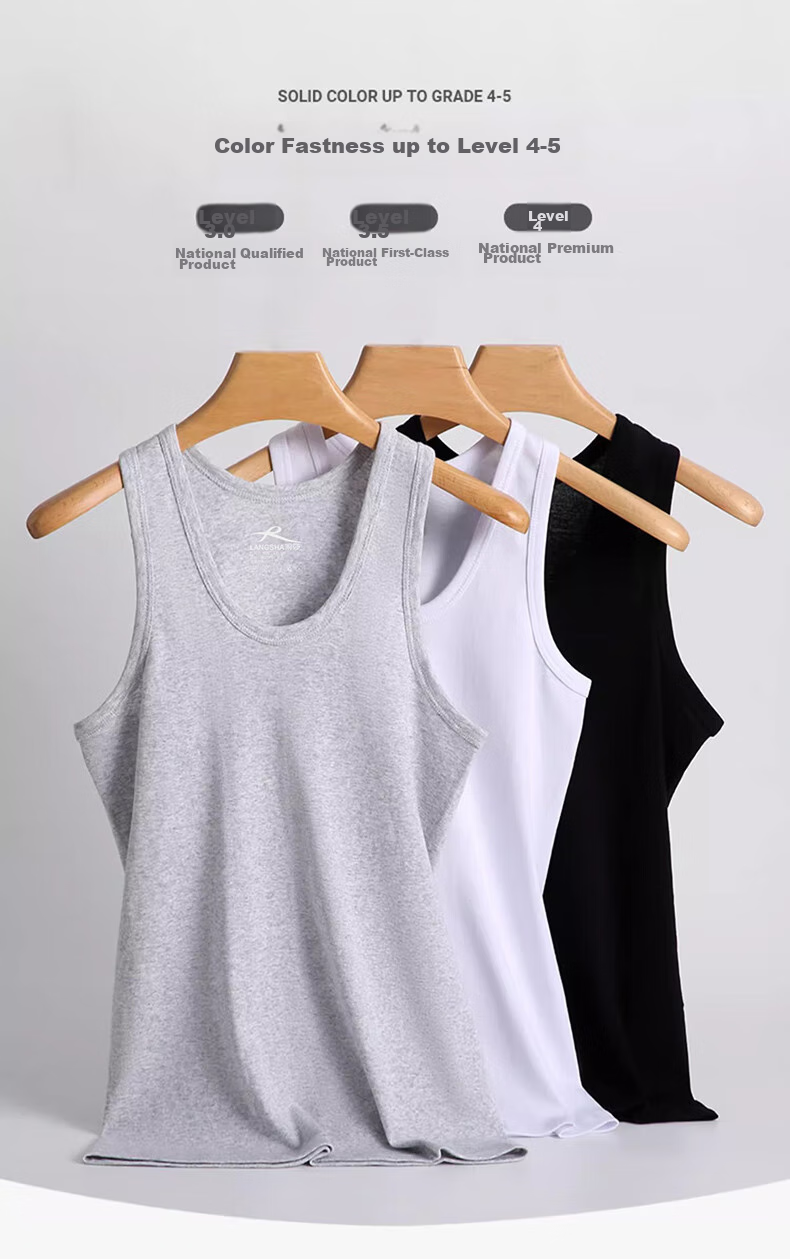 LangSha Pure Cotton Tank Top for Men, Summer Lightweight Sleeveless Casual Sports Sweat-Wicking Breathable Undershirt 11