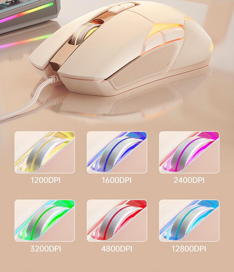 HP G260 Wired Gaming Mouse with RGB Breathing Light, E-Sports Macro Programming, Silent, for LOL And PUBG, USB Interface, Compatible with Laptops And Desktop Computers, Office And General Use, with Sound 6