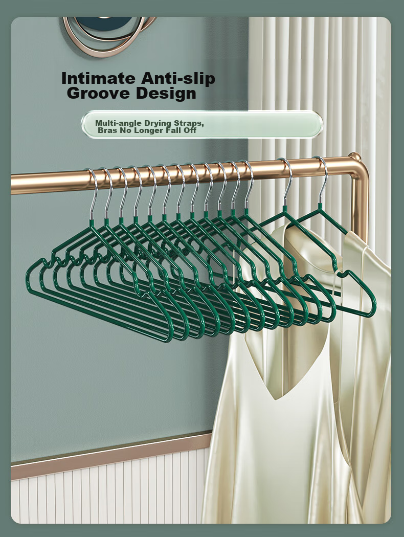 Xingfang Clothes Hangers, Drying Rack, Adult Garment Support, Plastic-Coated Non-Slip, Green, 20 Pieces 6