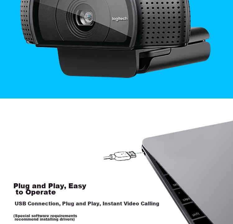 Logitech C920e Enterprise-Grade HD Webcam, High-Quality Streamer Camera for Computers And Laptops, Online Classes And Live Streaming, Built-In Microphone, Black [Order Bonus Discount] 6
