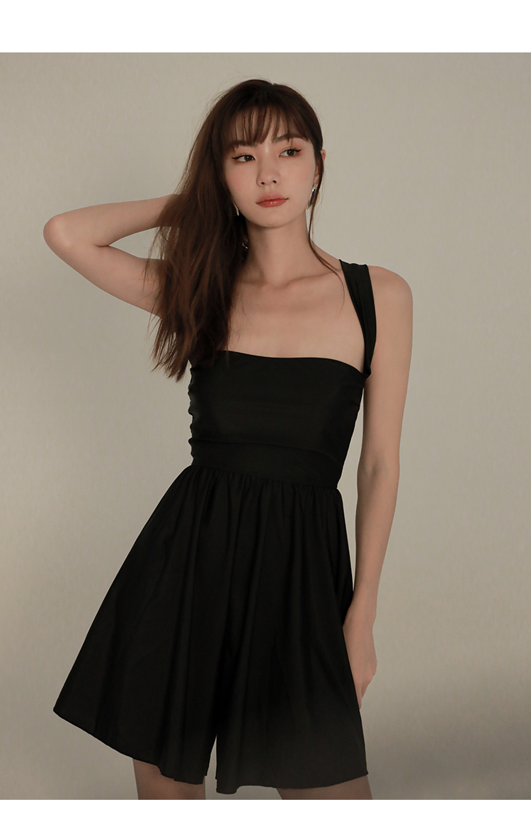 OMOM Conservative One-Piece Swimsuit for Women, Summer Fairy-Like Korean Style, Slimming And Flattering, for Students, Hot Springs, Young Girls, Beach Swimwear, Black, Size L 7