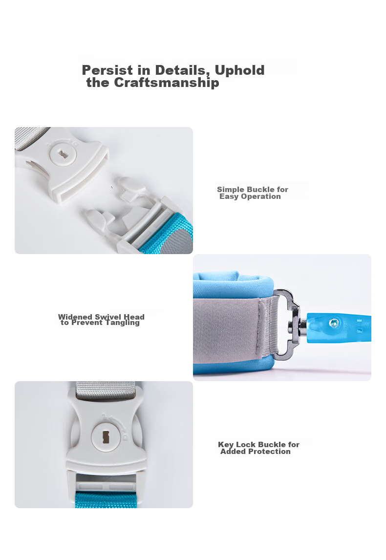 Hengkaili Children's Anti-Lost Strap with Leash, Kids' Anti-Lost Wristband, Baby Walking Aid, Anti-Lost Reflective Harness, Blue 10