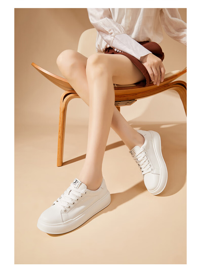 St&Sat Women's Classic Versatile Height-Increasing Thick-Soled Lightweight Soft-Bottom Casual Sneakers SS33112497 White 38 10
