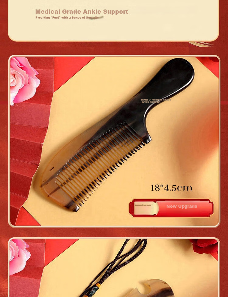 Fujiaojiang Ox Horn Comb for Women, Hair Straightening Gua Sha Massage Tool, Birthday Valentine's Day Wedding Gift, Mid-Autumn Festival Present for Girlfriend Wife Mother Elders, Practical High-End Thoughtful Gift 6