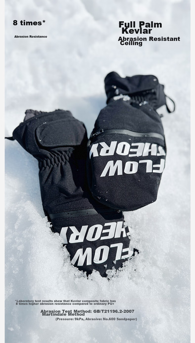 Flow Theory Kevlar Ski Gloves, Windproof, Waterproof, Warm, Wear-Resistant, Professional Single And Double Board Gloves 4