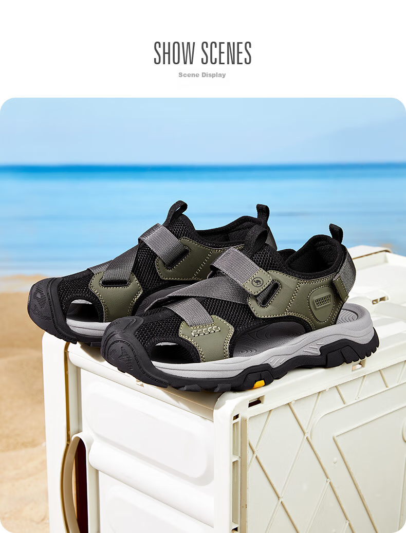 CAMEL Brand Men's Outdoor Casual Sandals, Breathable Closed-Toe Anti-Collision Beach Shoes P14M307617 Black Size 41 9
