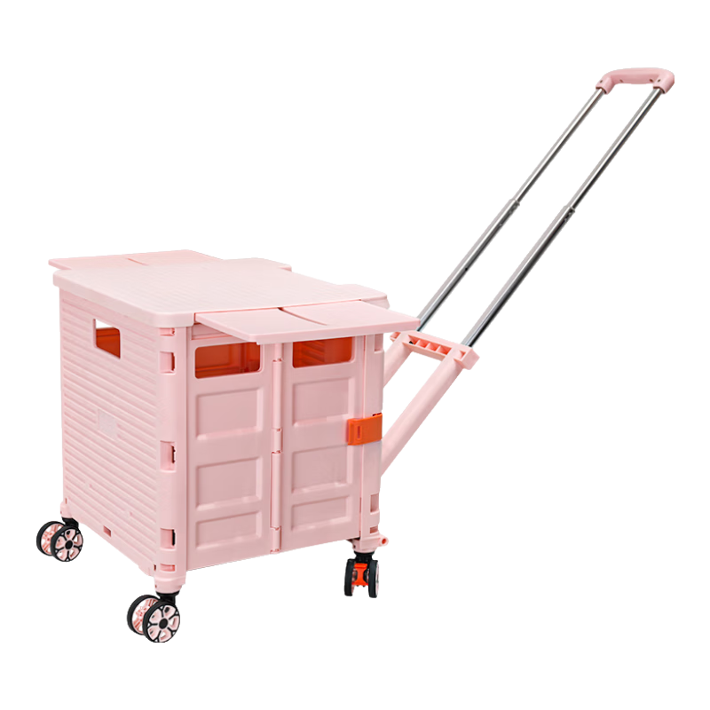 Xilushi Folding Shopping Cart Trolley Portable Camping Hand Cart BY10-WX Pink