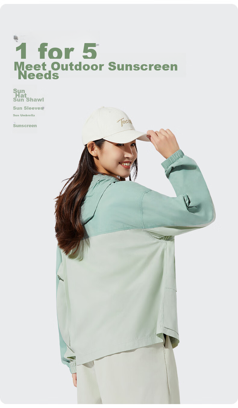 TECTOP Women's Sun Protection Jacket, UV-Resistant, Breathable Summer Outdoor Coat, 2422226FS, Lake Tea Green/Blue Mountain Blue, 2XL 10