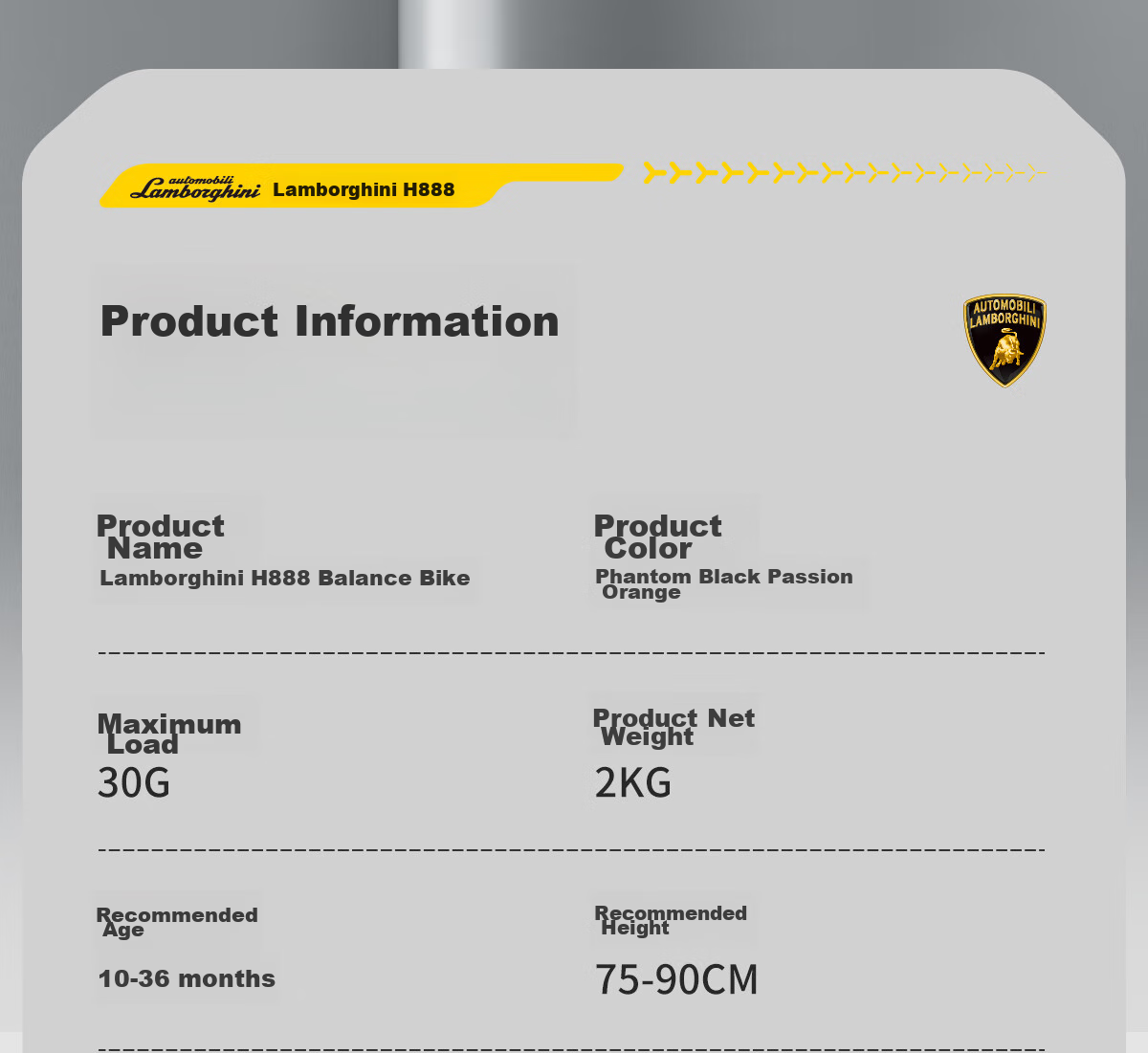 AUTOMOBILI LAMBORGHINI Children's Balance Bike for Ages 1-3, Anti-Rollover Baby Toy, National Day Birthday First Birthday Gift, Gliding Walker 30