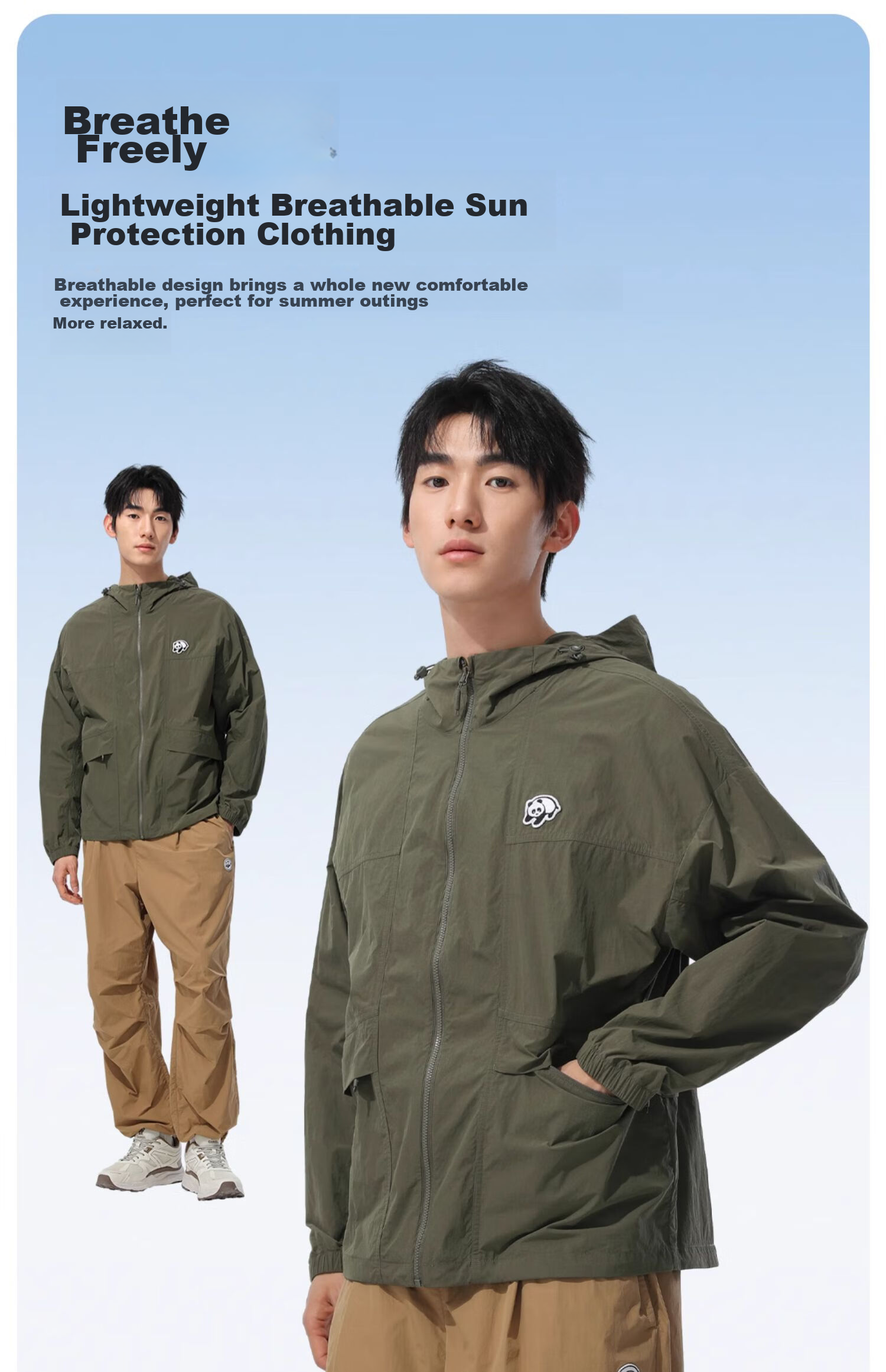 CAMEL Unisex Hooded Spring And Summer Outdoor Warm Waterproof Jacket, Couple's Coat [Panda Collaboration] 8154 L 11