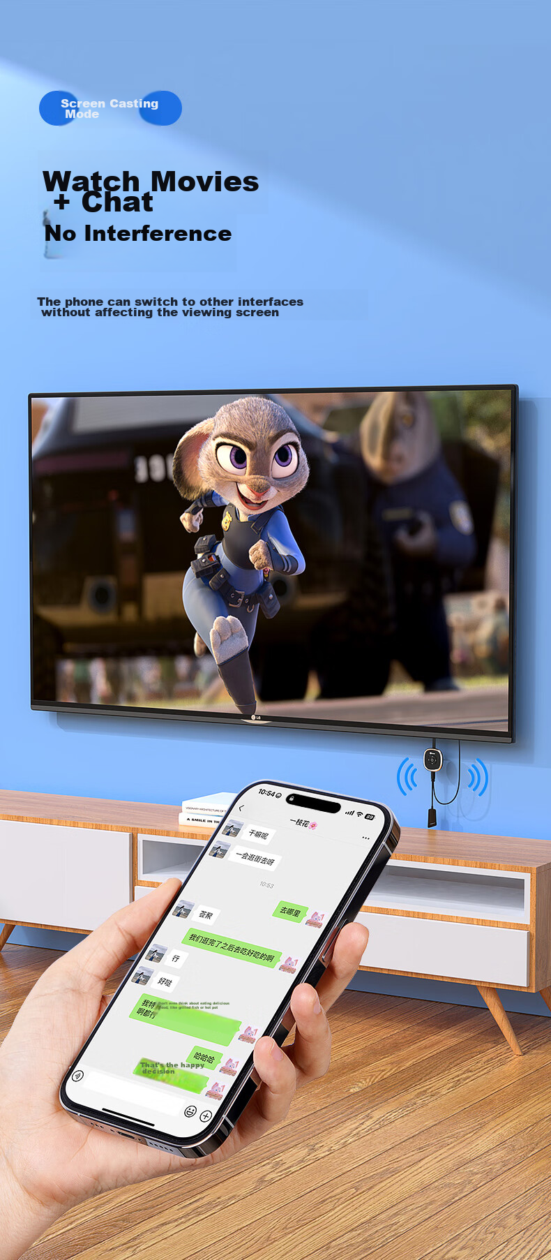 BIAZE Wireless Screen Mirroring Device for Mobile Phones, 4K HD Decoding HDMI Audio And Video Synchronization Transmitter, Compatible with Apple, Android, Huawei Phones, Computers for Connecting to TVs, Monitors, And Projectors 10