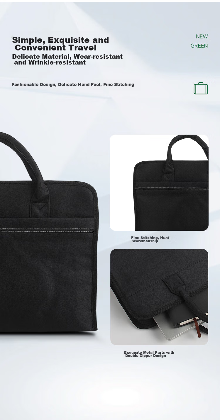 TANGO Office Handbag/conference Bag/business Bag/document Bag/laptop Bag/briefcase, Business Zipper Storage Bag for Men And Women, Thickened, Black LH218 6