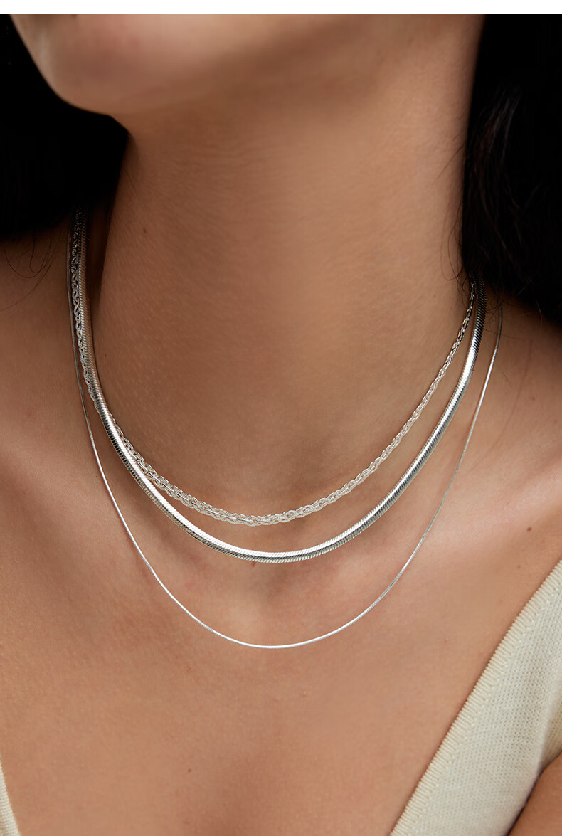 Arsis Free-Style Double Layer Snake Bone Chain Necklace Fashion Necklace Gift for Girlfriend's Birthday, Gold Double Layer Snake Bone Chai 5