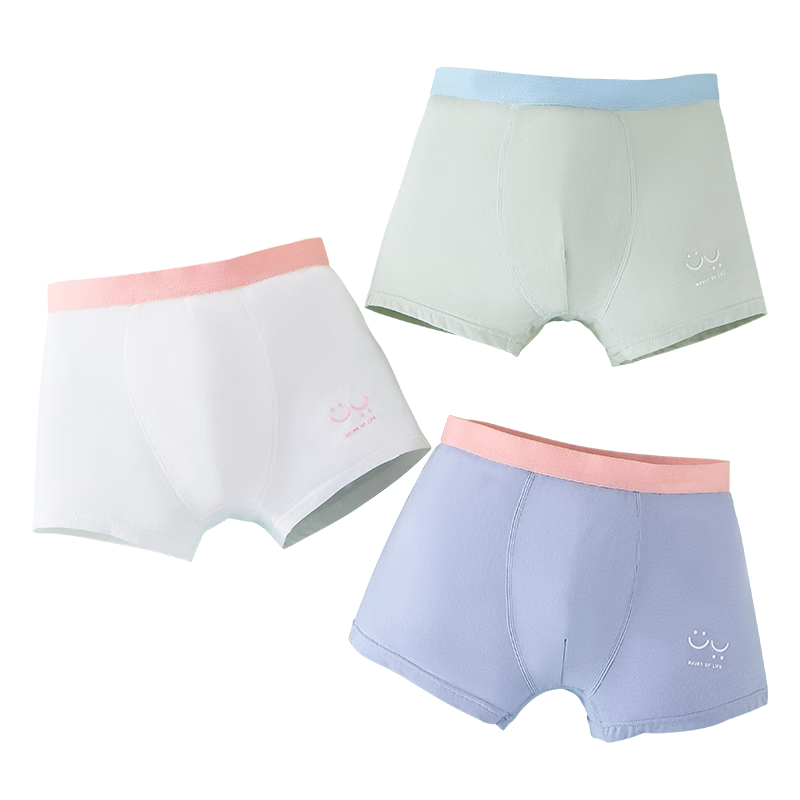 LangSha Boys' Underwear, 5A Antibacterial Boxer Briefs for Children And Teenagers, Three-Pack, Contrasting Colors, Size 165