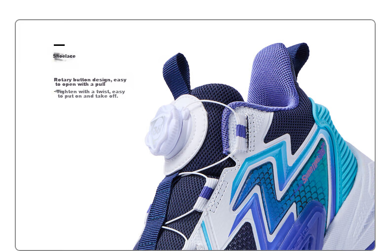 361° Children's Basketball Shoes, 2024 Fall/winter Youth All-Round Performance Quick-Rebound Technology Basketball Shoes, Blue, Size 39 21