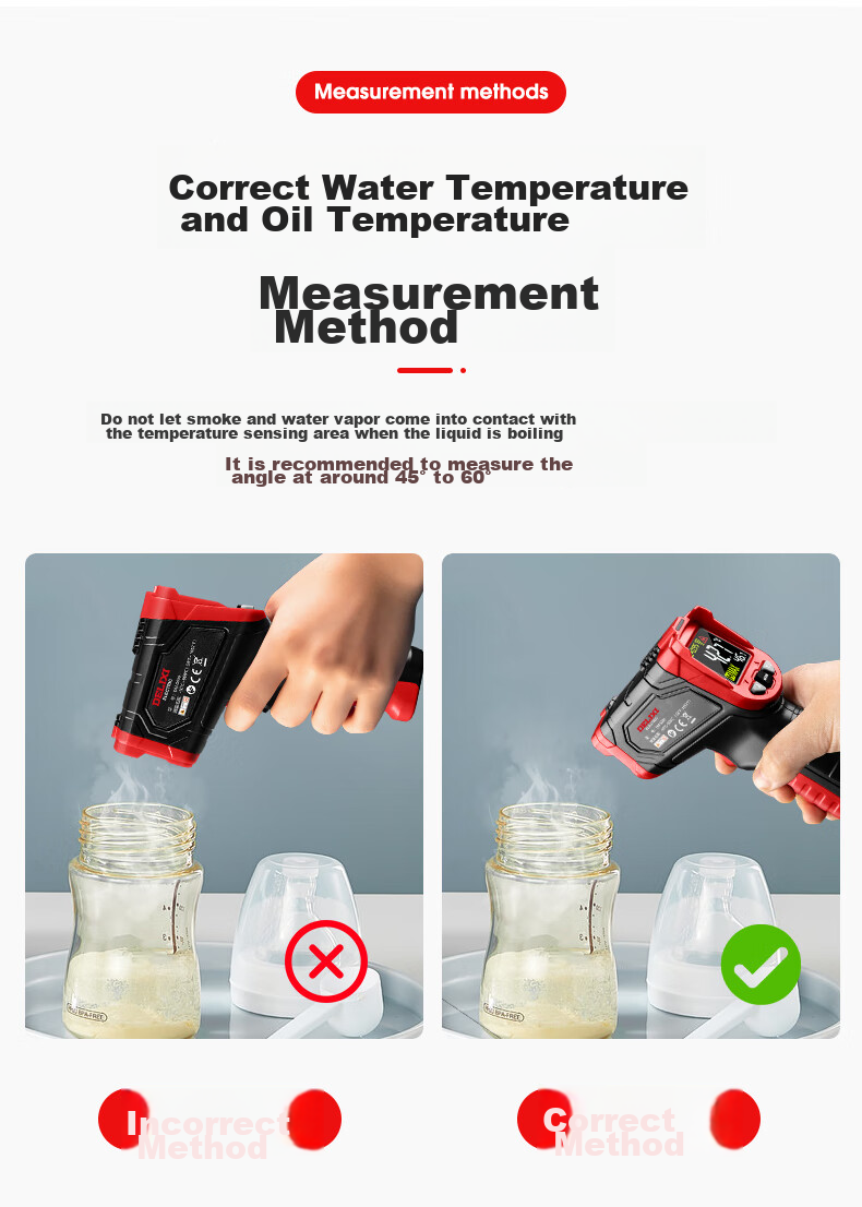 DELIXI ELECTRIC Temperature Gun, Industrial Infrared Thermometer, High-Precision Oil Thermometer, Kitchen Baking Water And Oil Temperature Gu 10