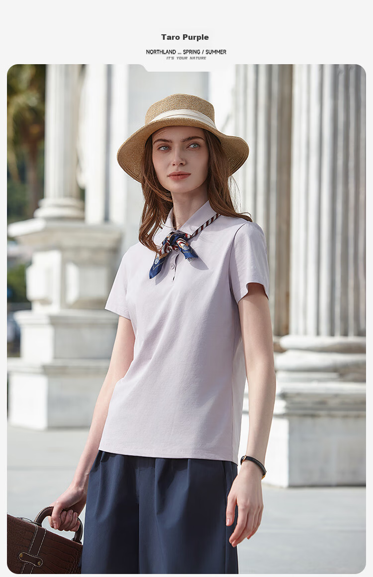 NORTHLAND Women's Sun Protection Polo Shirt with Collar, Outdoor Breathable Quick-Dry Comfortable Cool-Feeling Solid Color Versatile POLO Shirt for Wome 19