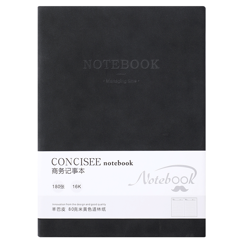 Faramon B5 Notebook, 360 Pages, Business Notebook, Thickened Leather Cover, Vintage Office Stationery, Diary, Meeting Record Book, B5-Black