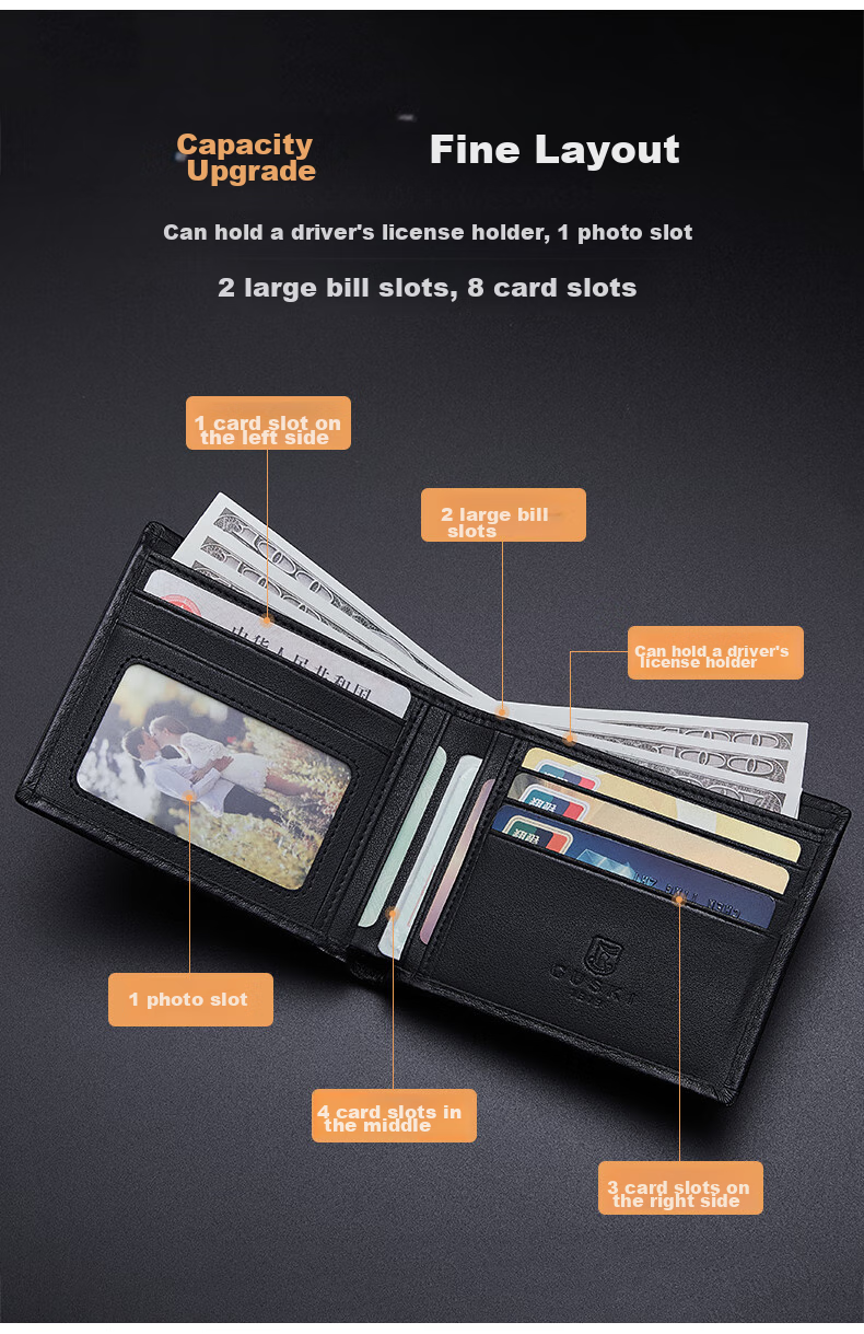 GUSKI Brand Men's Wallet, Short Genuine Leather Billfold, Practical Gift Box, Birthday Present for Boyfriend Or Husband 7