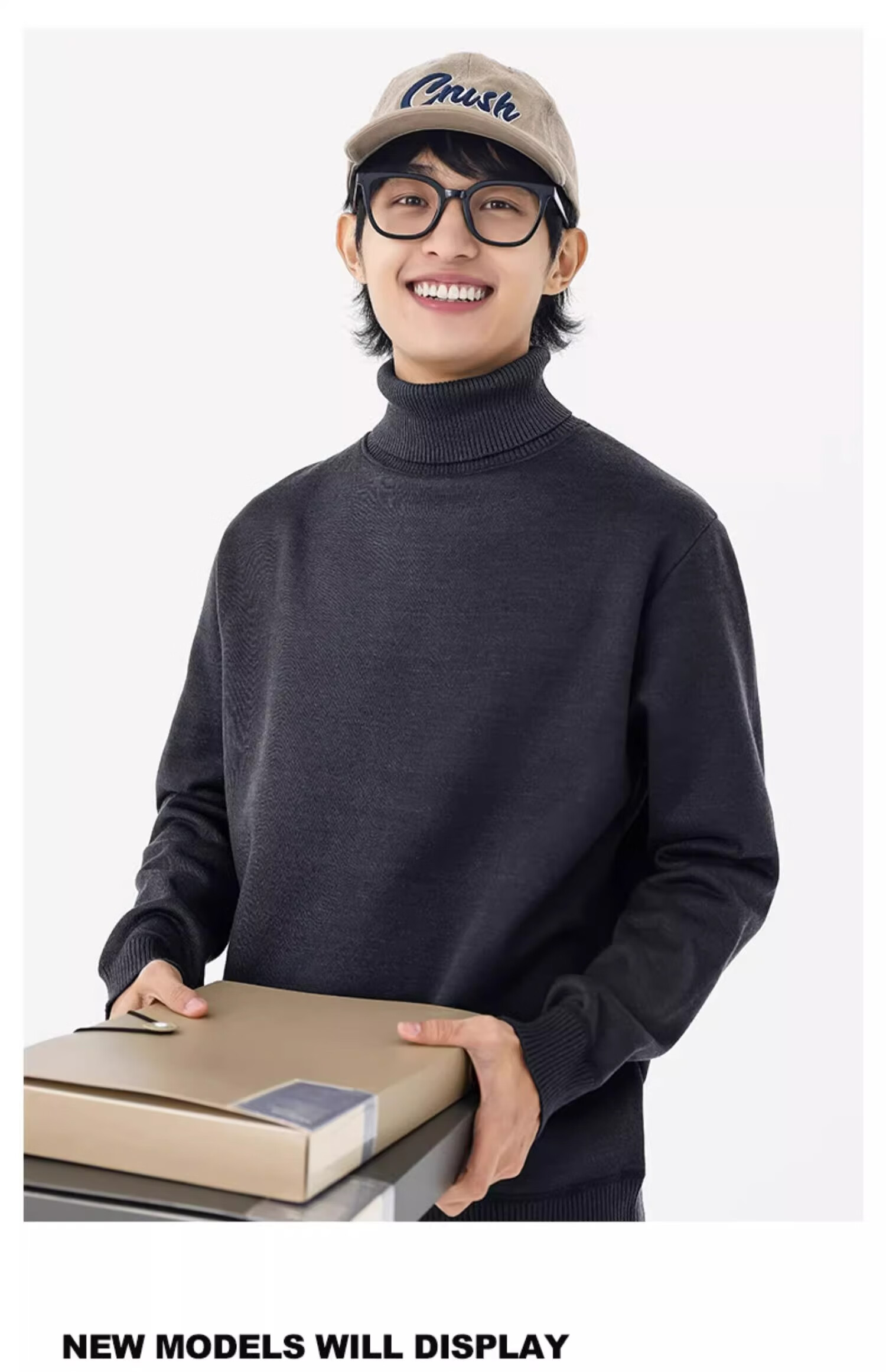 GENIOLAMODE Men's Turtleneck Sweater, Winter Simple Inner Layer Warm Base Knit Sweater, Khaki, XL 9
