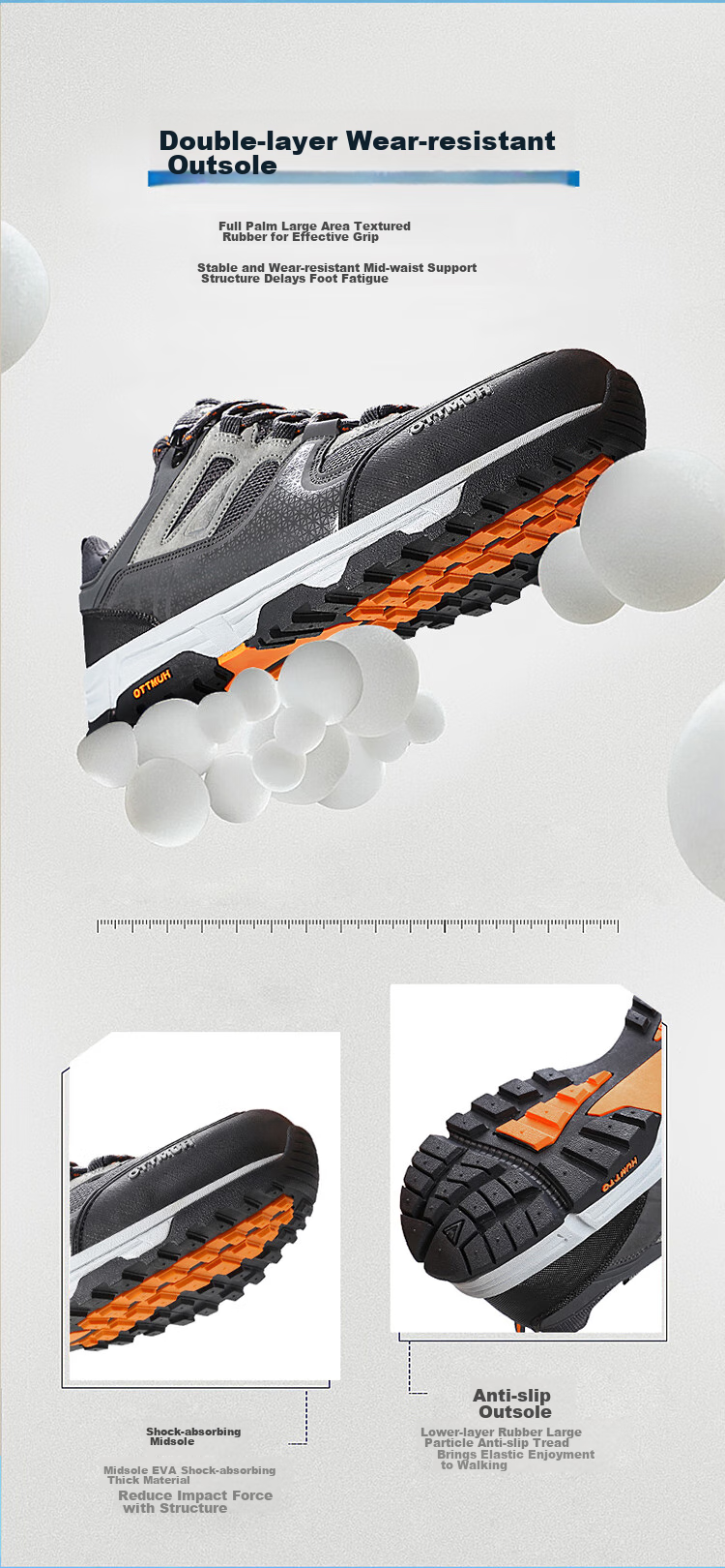 HUMTTO Waterproof Hiking Shoes, All-Season Low-Top Men's Non-Slip Trekking Shoes, Outdoor Casual Men's Footwear, Dark Gray, Size 39 4